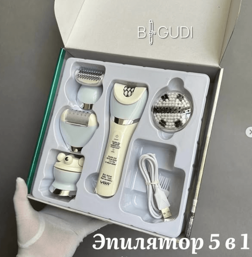 Эпилятор с 5 насадками цвет белый
