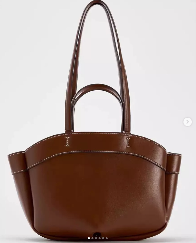 Объемная сумка коричневого цвета под Zara