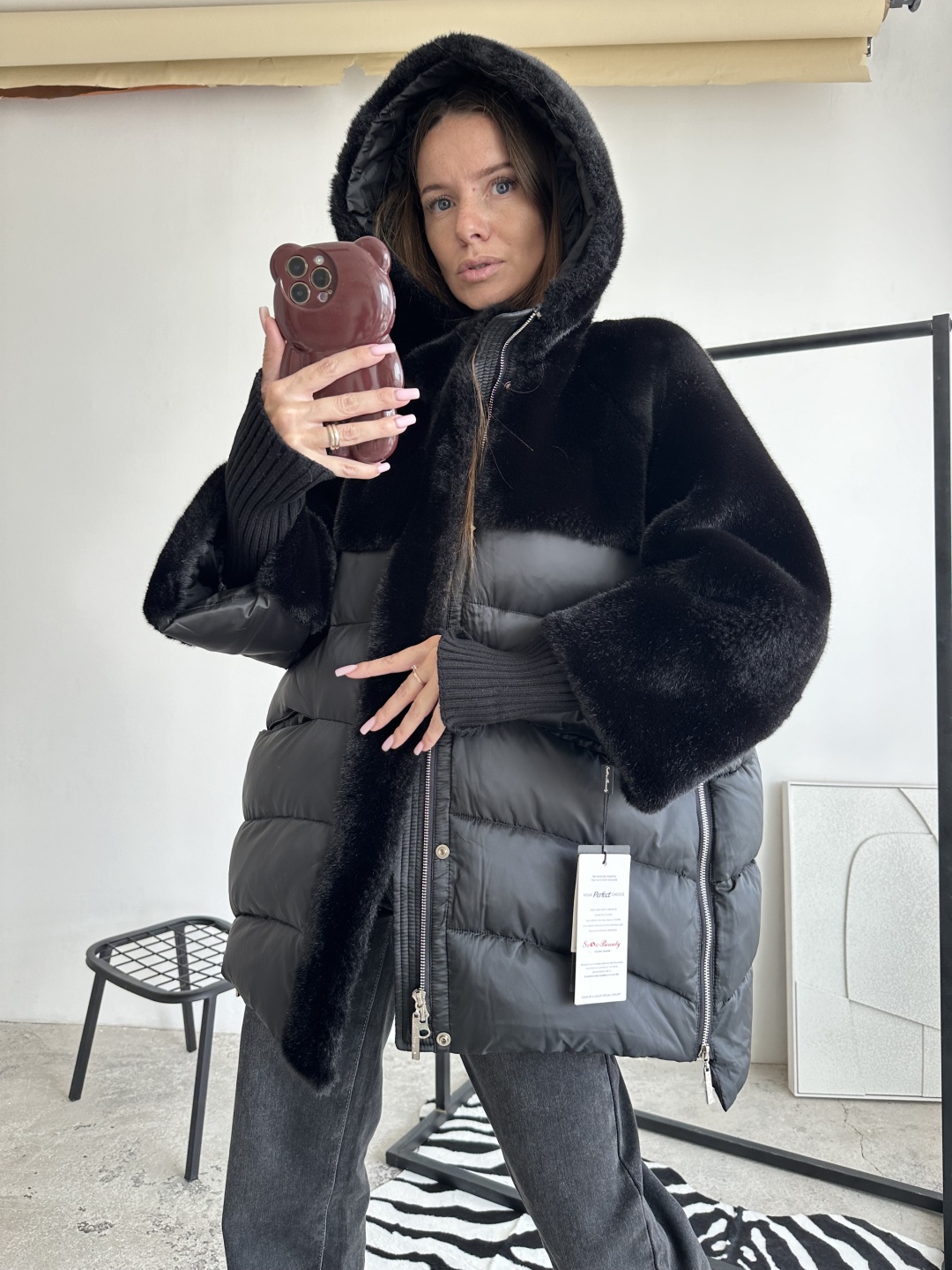 Пуховик черный