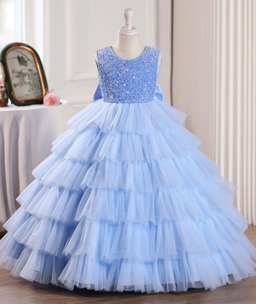 Нарядное платье Trendy Star однотонный голубой