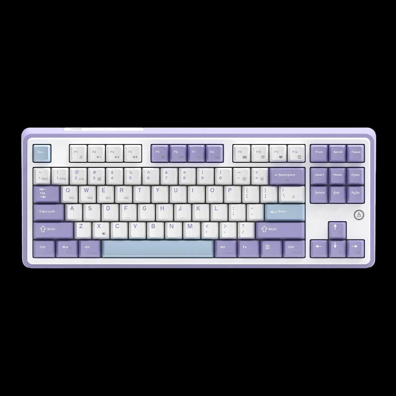Беспроводная + проводная фиолетовая механическая клавиатура Ajazz AK870 Purple-White-Blue