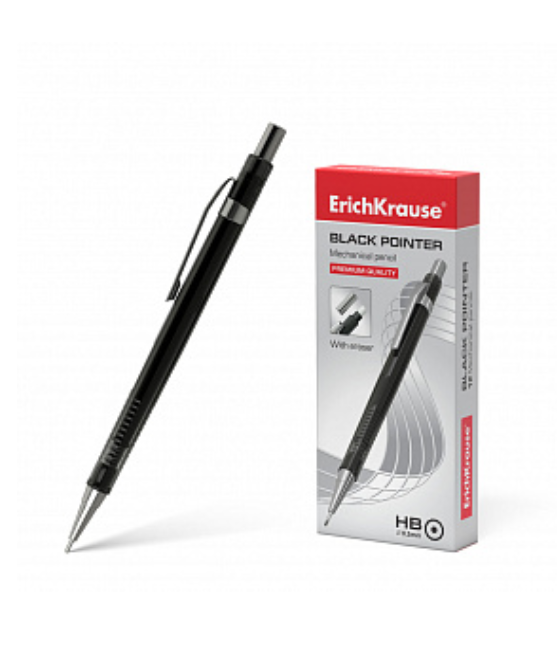 Карандаш механический ErichKrause® Black Pointer 0.5 мм, НВ (в коробке по 12 шт.)