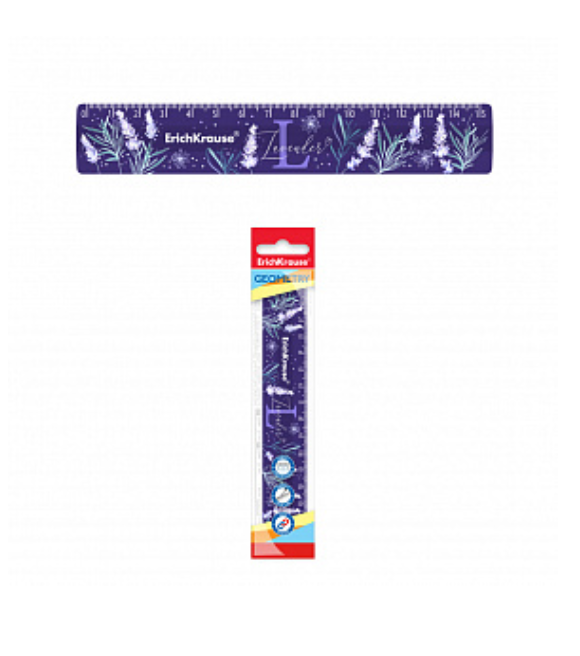 Линейка пластиковая ErichKrause® Lavender, 15см, во флоупаке (dark)