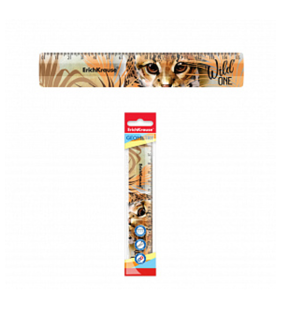 Линейка пластиковая ErichKrause® Wild Cat, 15см, во флоупаке