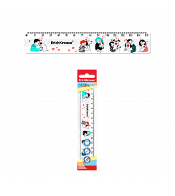 Линейка пластиковая ErichKrause® Furry Friends, 15см, во флоупаке