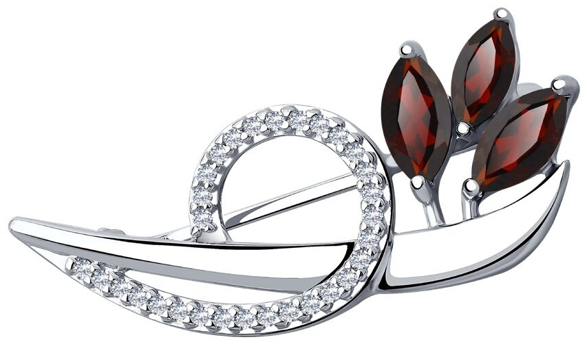 Булавка Diamant 94-340-00702-1 вес 2.376 г серебро, гранат