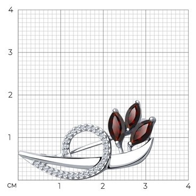 Булавка Diamant 94-340-00702-1 вес 2.376 г серебро, гранат