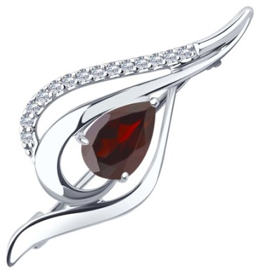 Брошь Diamant 94-340-01045-2 вес 2.42 г серебро, гранат, фианит