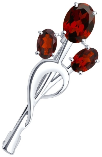 Брошь Diamant 94-340-01165-2 вес 2.3 г серебро, гранат