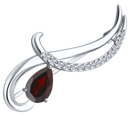 Брошь Diamant 40078 вес 2.89 г серебро, гранат