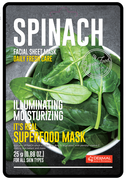 Тканевая маска с экстрактом шпината Dermal It's Real Superfood Mask Spinach