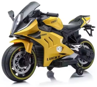 Мотоцикл детски на акккмуляторе Kawasaki Lucky 918 желтый