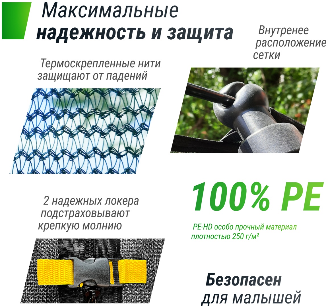Каркасный батут Mzone Lux 16FT зеленый