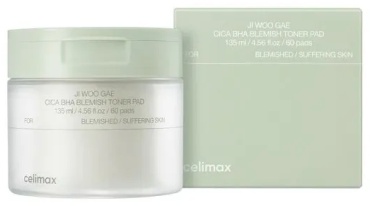 Celimax тонер-пэды Pad Ji Woo Gae Cica BHA Blemish 170 мл
