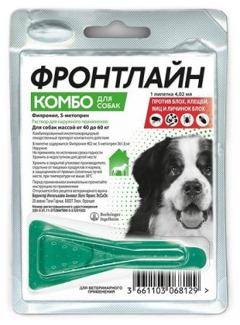 Средство Фронтлайн Комбо XL капли от блох, от клещей, от власоедов для собак 40-60 кг 1 пипетка 4.02 мл