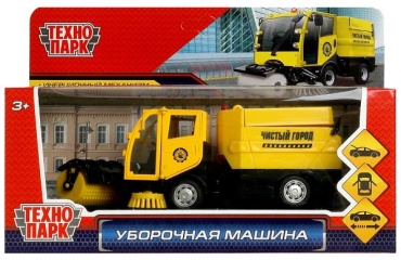 Машина металл УБОРОЧНАЯ МАШИНА 15,5 см, двери, багаж, желтая, кор. Технопарк VACCAR-12-YE