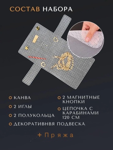 Канва Вышивка сумки на пластиковой канве — готовый набор для творчества