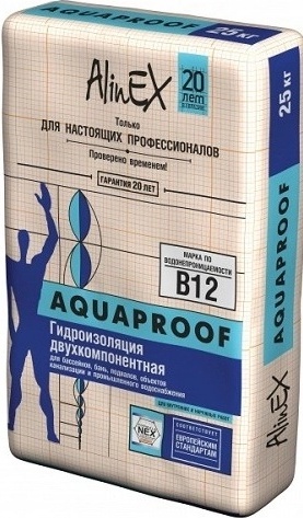 Гидроизоляционная смесь AlinEX AQUAPROOF блокирующая, 25 кг