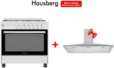 Кухонная плита Hausberg EC-9004LX + HBCH-9200IX серебристый