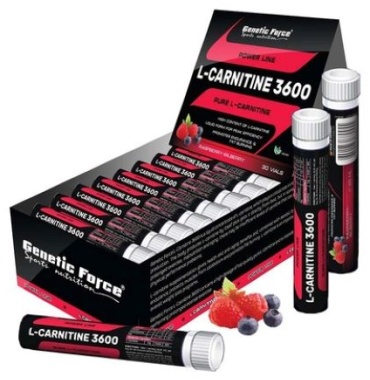 Энергетическая добавка Genetic Force L-CARNITINE / L-карнитин 3600 ампулы (30*25 мл) малина черника   25 мл