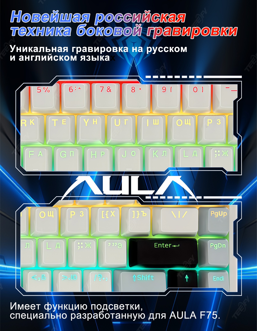 Клавиатура AULA F75 белый