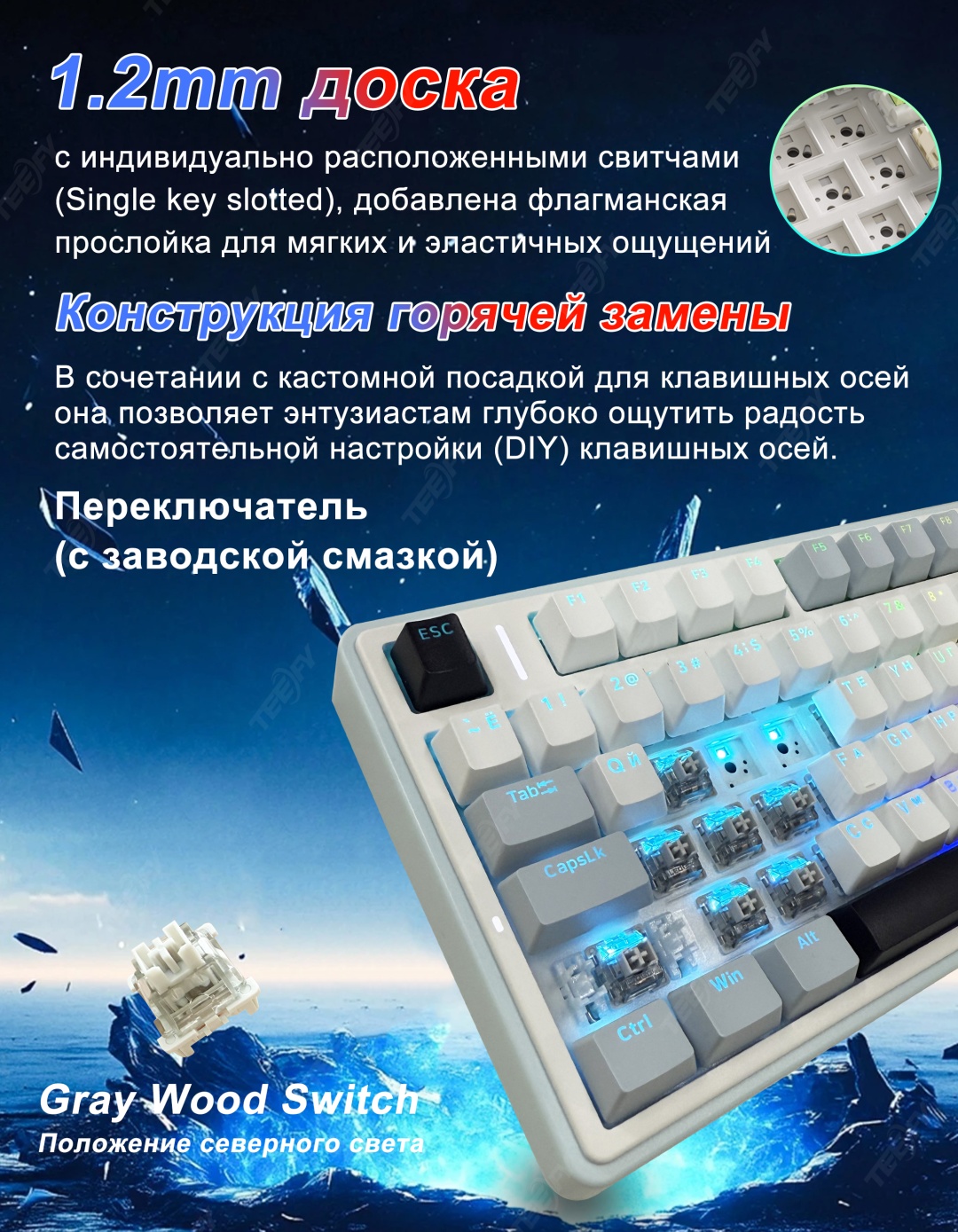 Клавиатура AULA F75 белый