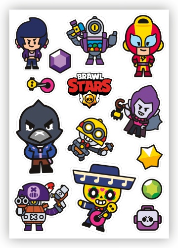 Стикерпак "Brawl Stars" виниловые наклейки из игры на чехлы стекло и другие поверхности