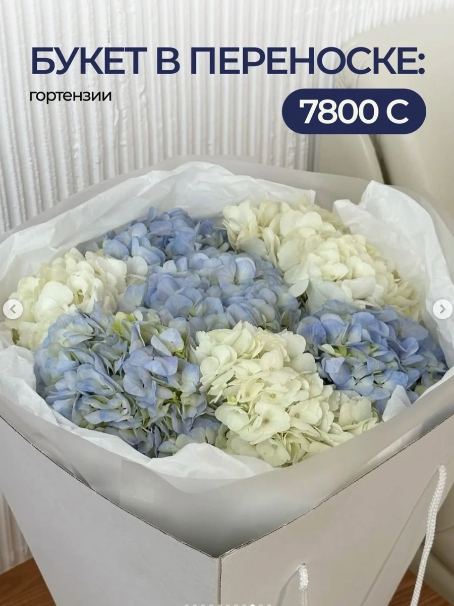 Букет в переноске: гортензии