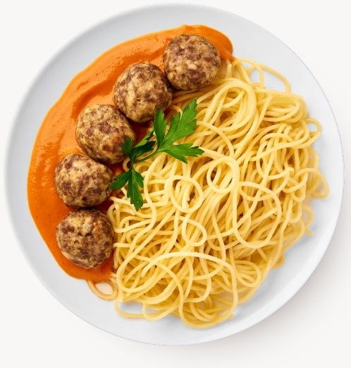 Mfood.kz фрикадельки в овощном рагу со спагетти 300 г