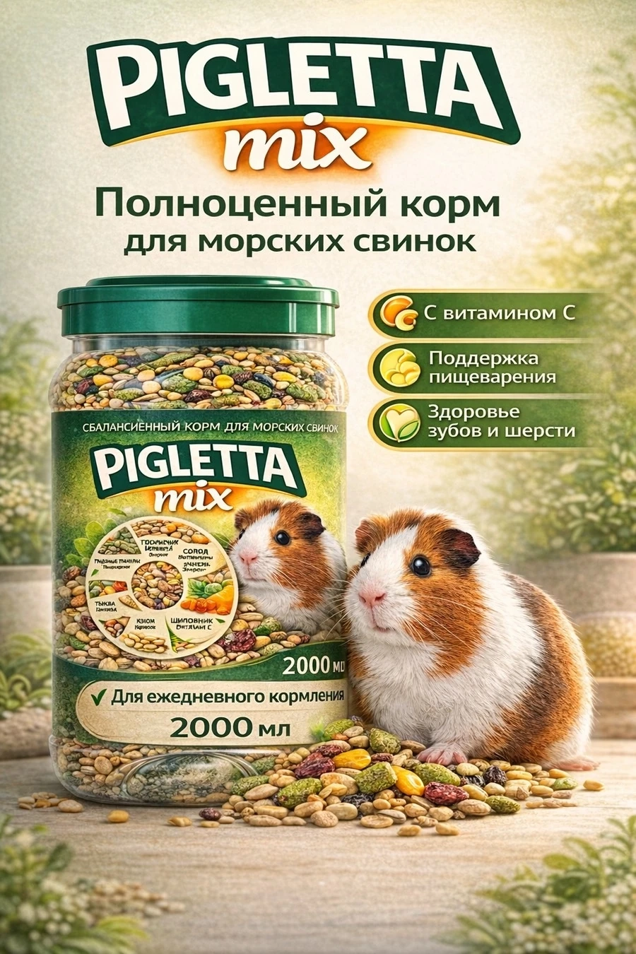 PIGLETTA mix — полноценный корм для морских свинок