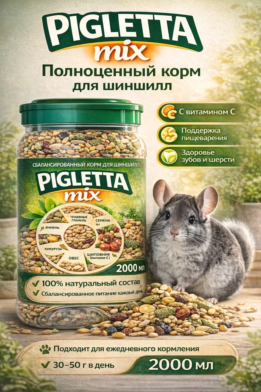 PIGLETTA mix — полноценный корм для шиншилл