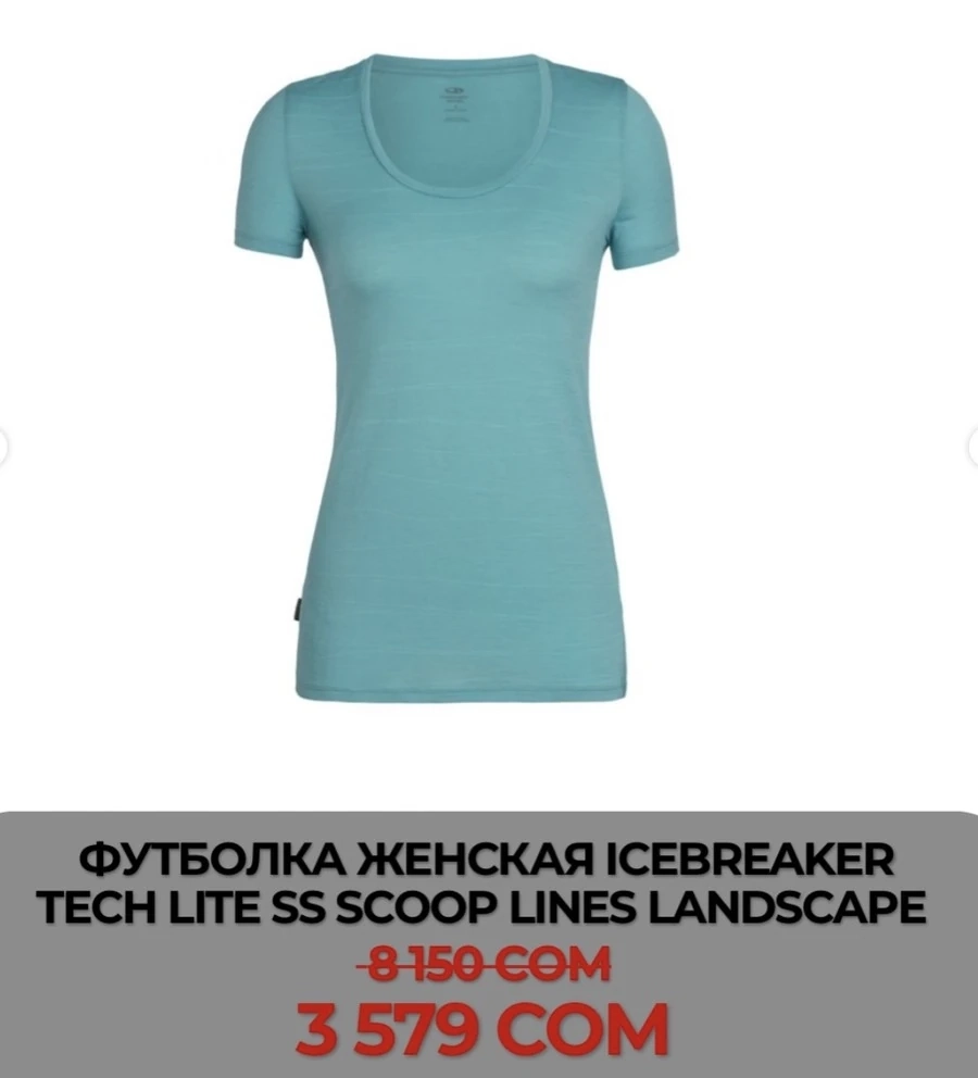 ФУТБОЛКА ЖЕНСКАЯ ICEBREAKER TECH LITE SS SCOOP LINES LANDSCAPE