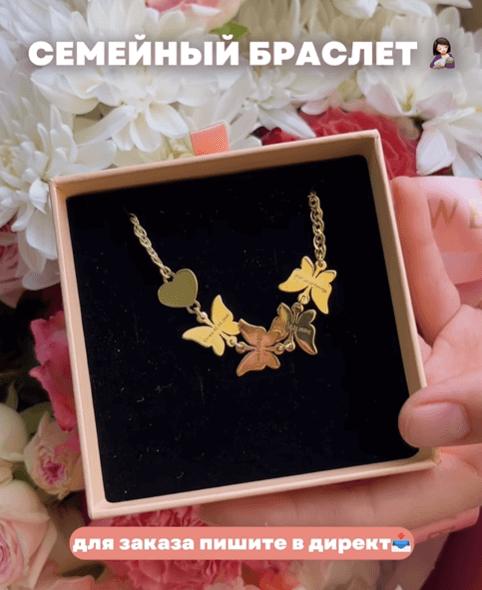 Браслет с именами детей с 5 фигурами напыленое золотом