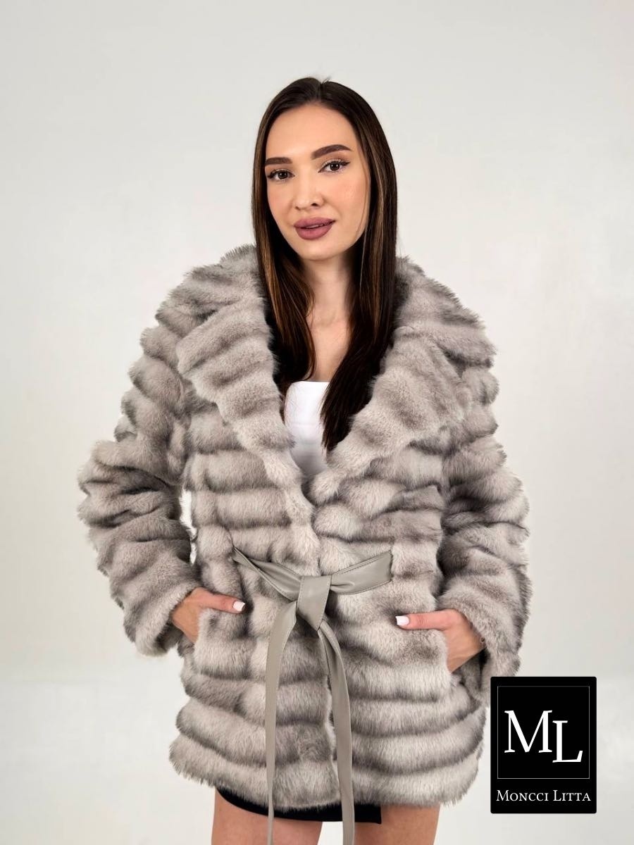 Шуба Moncci Litta серебристый