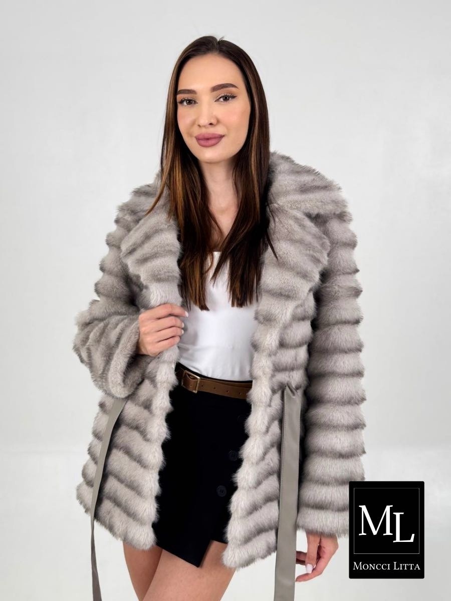 Шуба Moncci Litta серебристый