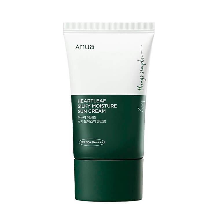 Anua Heartleaf Silky Moisture Sun Cream SPF50+ PA++++ Увлажняющий солнцезащитный крем с хауттюйнией, 50мл