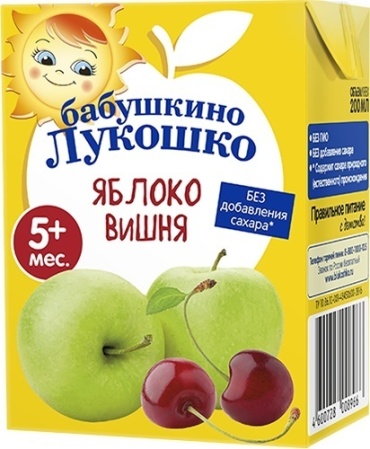 Сок Бабушкино Лукошко яблоко, вишня с 5 месяцев 200 мл 1 шт