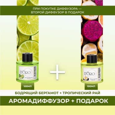 Диффузор Gamma D'ORO Бодрящий бергамот 100мл+Тропический рай 100 мл 100 мл