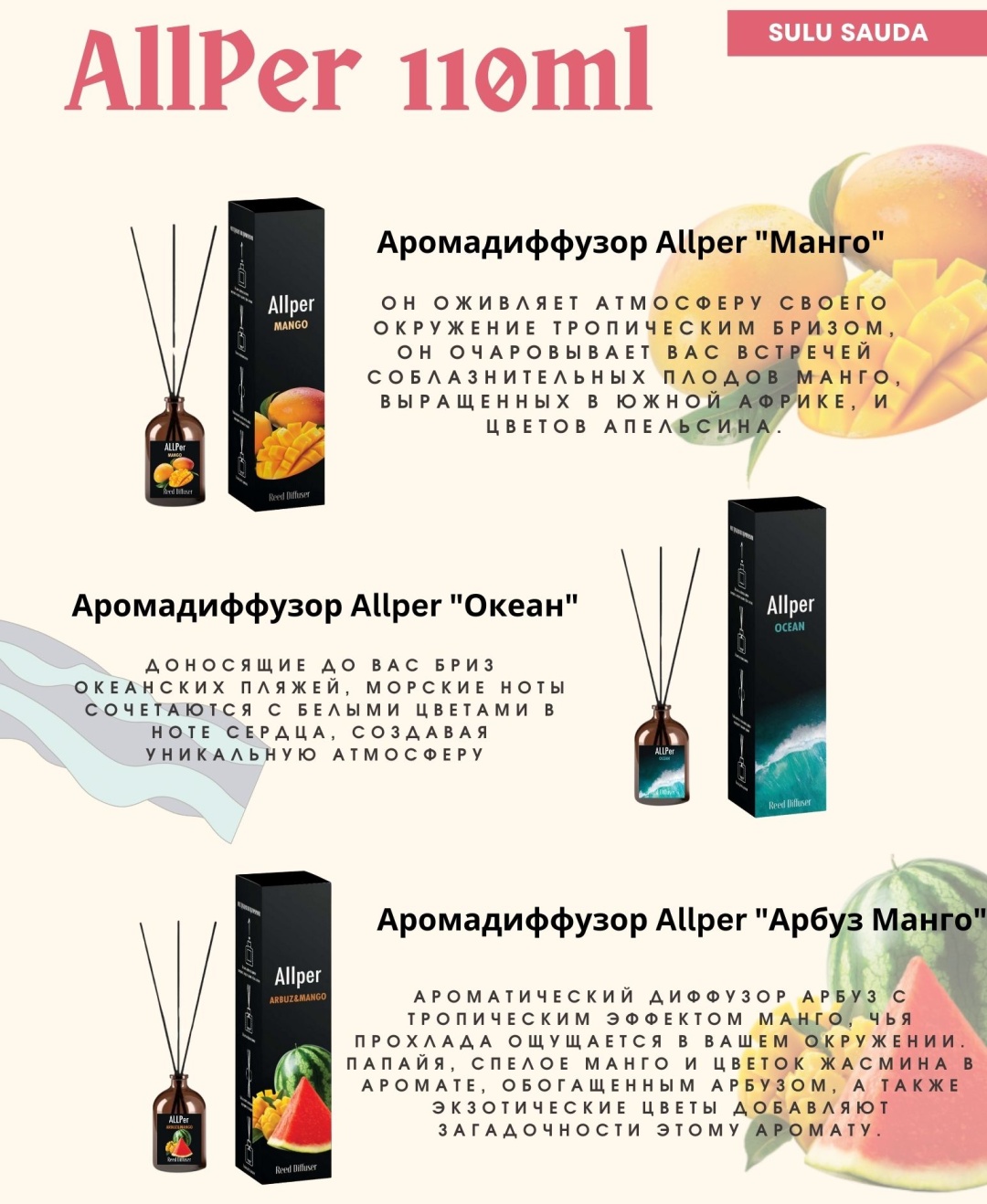 Диффузор Allper арбуз манго 110 мл
