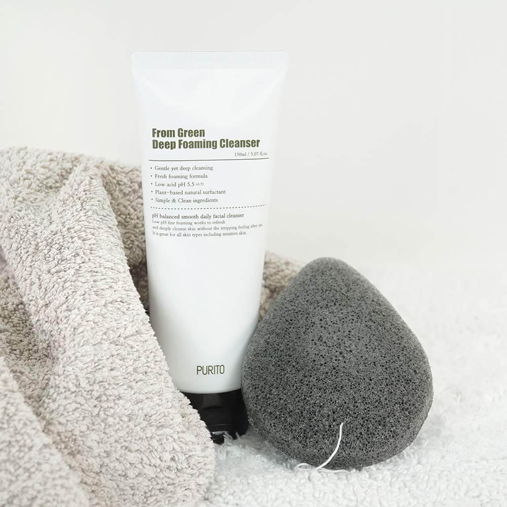 Слабокислотная пенка с центеллой и зеленым чаем Purito From Green Deep Foaming Cleanser 150ml