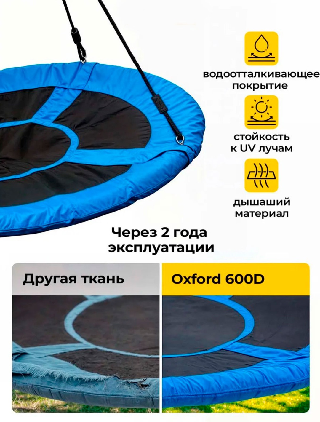 Садовые качели до 150 кг, кол-во мест: 2, синий