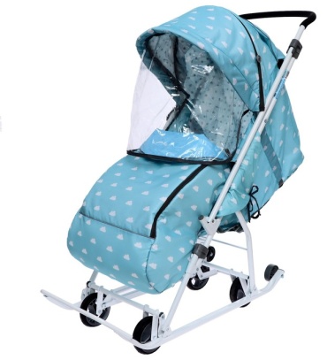 Санки-коляска Nika kids Санки-коляска «Наши детки 3-1К», принт с облачками, цвет голубой, 9234900 голубой