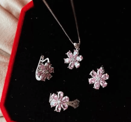 Серебряные серьги цветок с фианитами