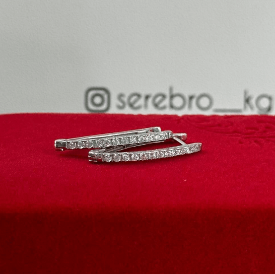 Очень красивые серьги необычной формы / Серебро 925💎Камни цирконы
