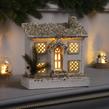 Luazon Lighting Фигура деревянная «Хижина» 2123х9 см, 5 LED, батарейки ААx2 (не в комплекте), свечение теплое 23 см