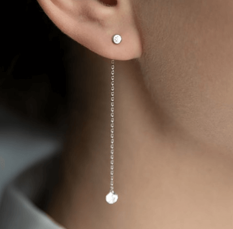 Серьги с подвесным фианитом Серебро 925 пробы