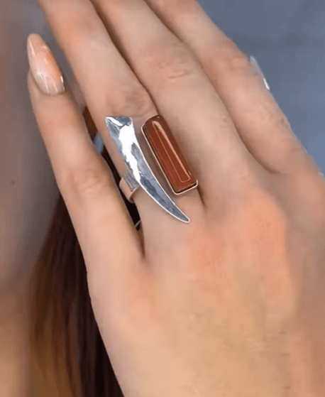 Серебряное кольцо с натуральным агатом