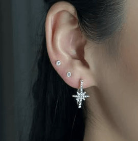 Серебряные серьги звезда Серебро 925 пробы
