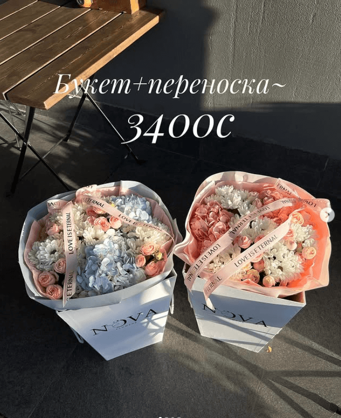 Букет цветов в переноске микс