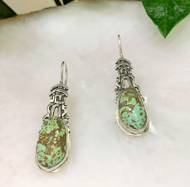 Серьги с бирюзой из серебра